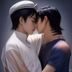 陈远航，资深gay内容研究者，短发男性，专业照风格，青绿色背景
